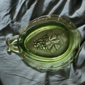 Green glass dish